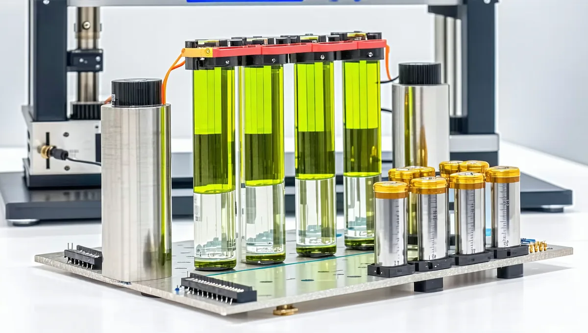 Battery testing and measurement equipment in a technical laboratory setting